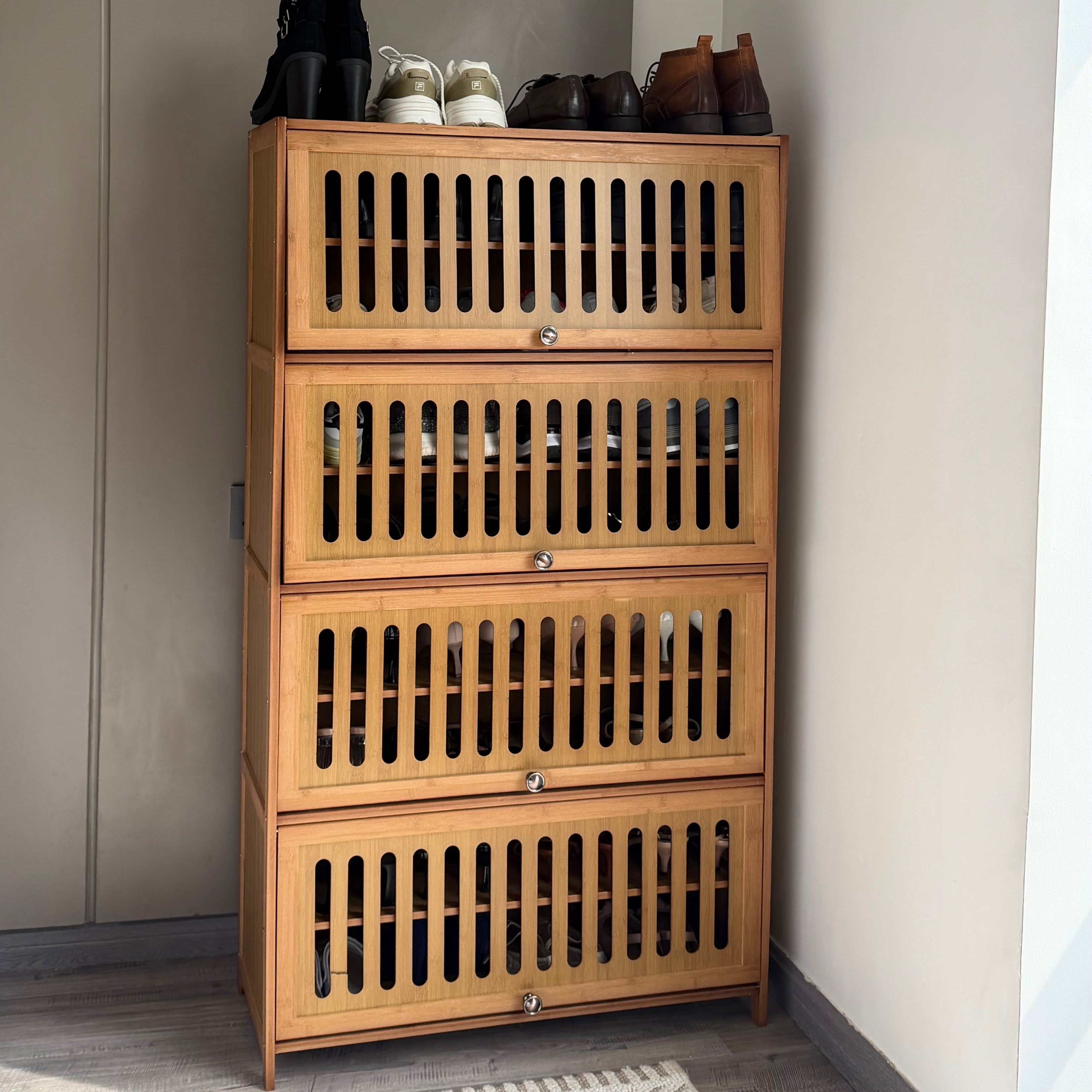9 Layer Bamboo Shoe Rack Storage Cabinet