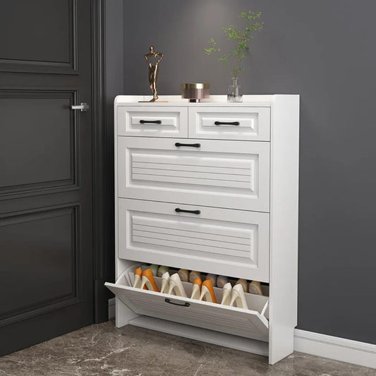Double-layered bucket flip shoe cabinet rack for 18–24 pairs