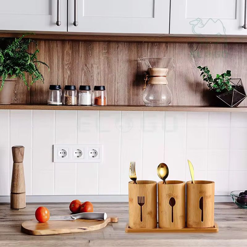 4-in-1 Eco-Friendly Bamboo Cutlery Organizer