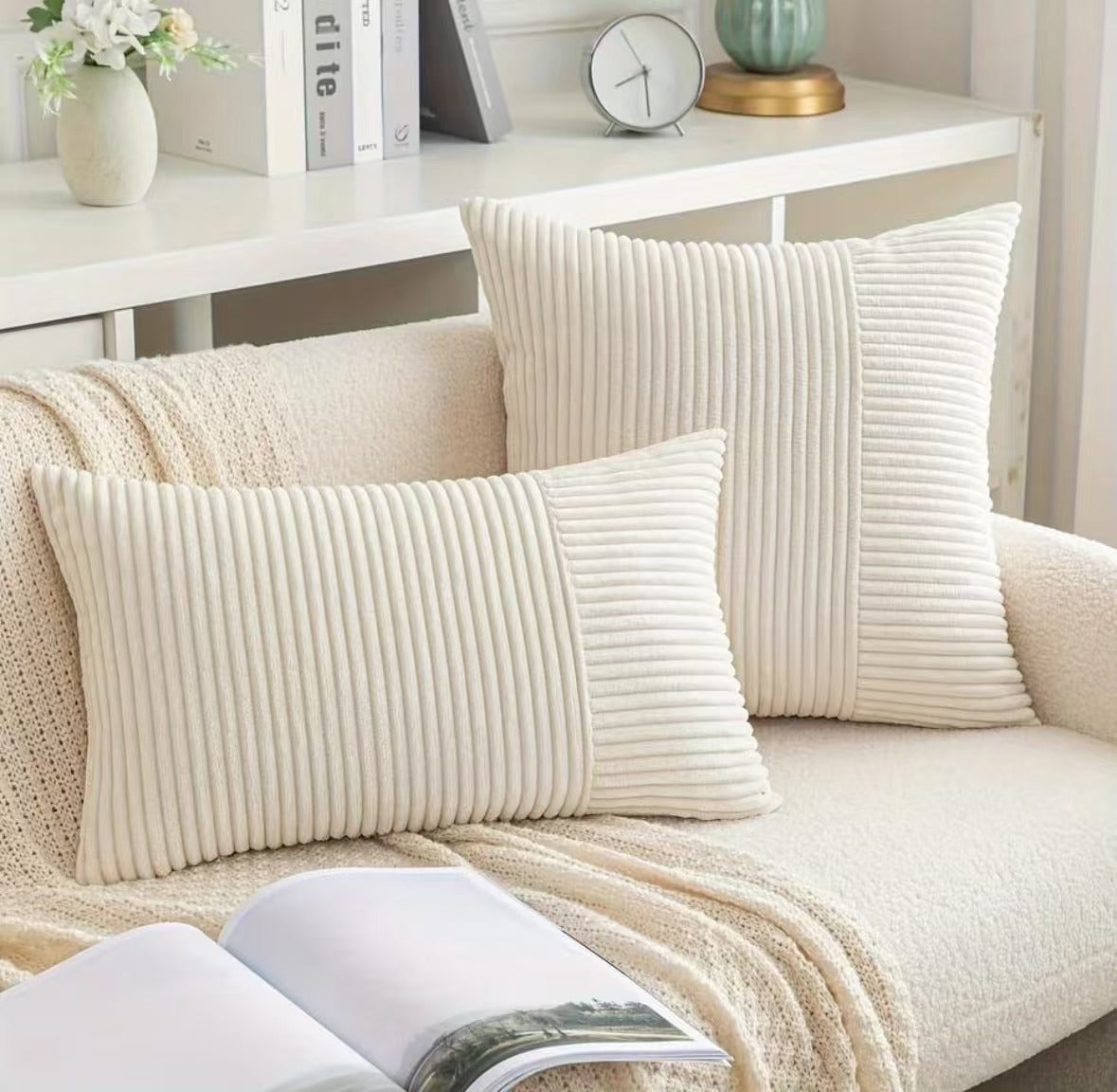 Soft solid-colored pillowcases with cross patchwork texture for couch or bed
