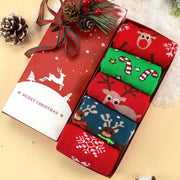 5 Pcs Christmas Gift Pack Woollen Socks with Santa and Reindeer Patterns
