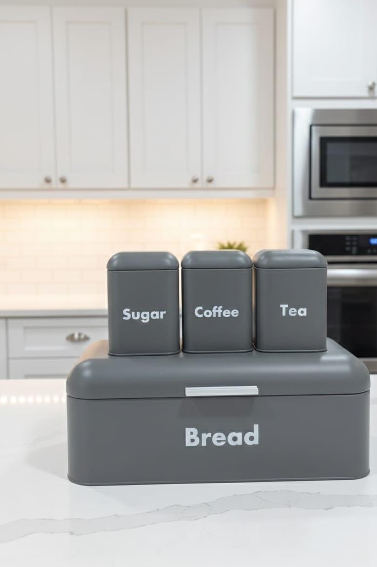 Bread Bin With 3 Canister Set