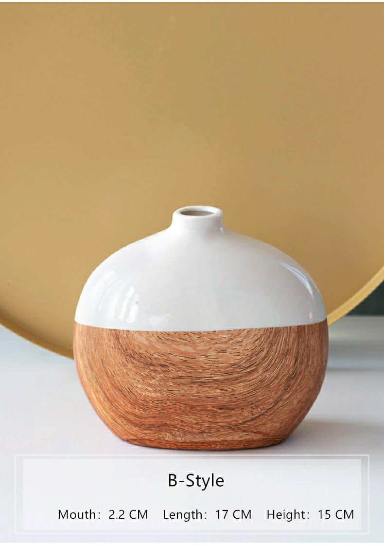 Wood Grain Ceramic Flower Vase Set