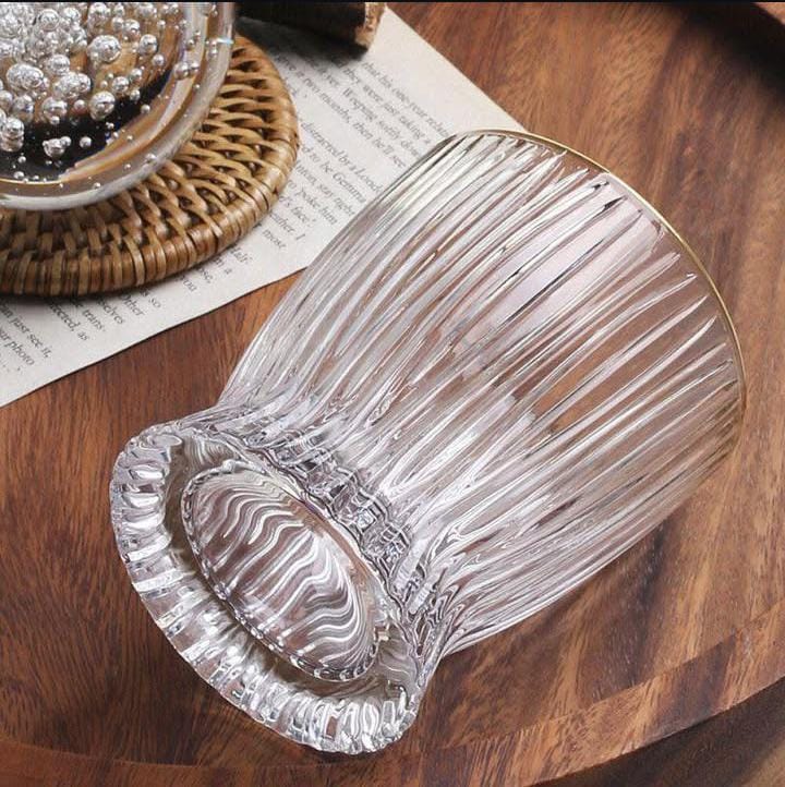 Ribbed Glasses with Gold Rim