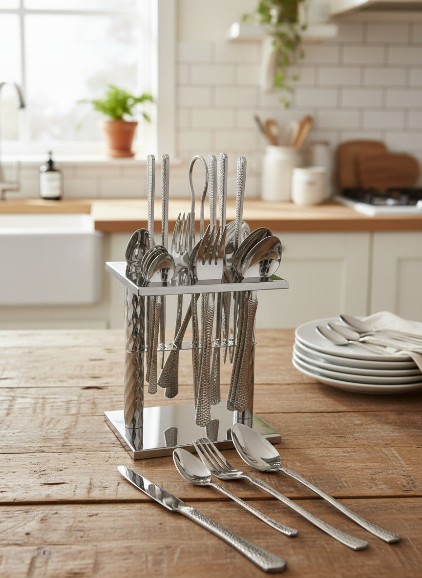 25-Piece Dining Glister Astrid Cutlery Set With Stand
