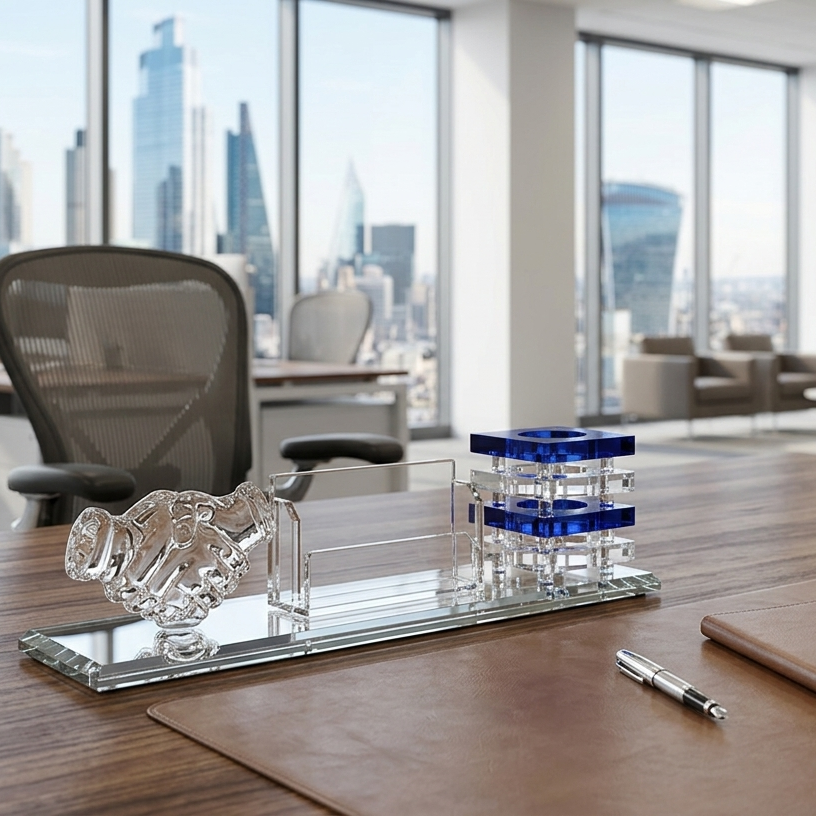 Small crystal pen holder luxury desk organizer for pens and office stationery storage