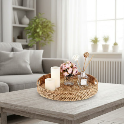 Round Rattan Serving Tray