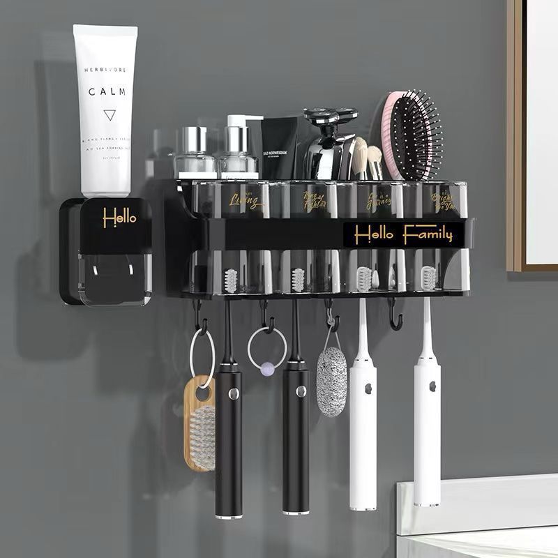 Toothbrush Holder and Toothpaste Dispenser with 4 Cups