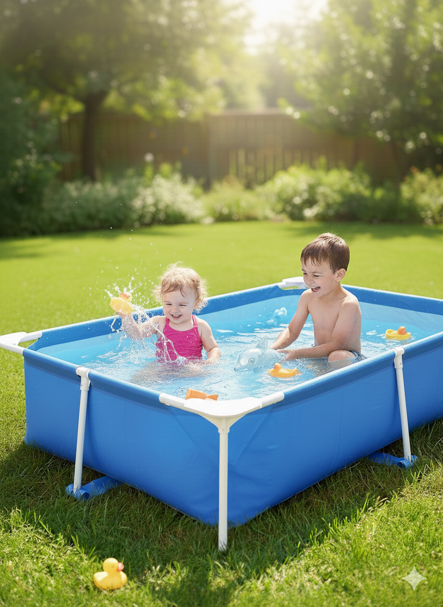 Rectangular Metal Frame Pool Blue