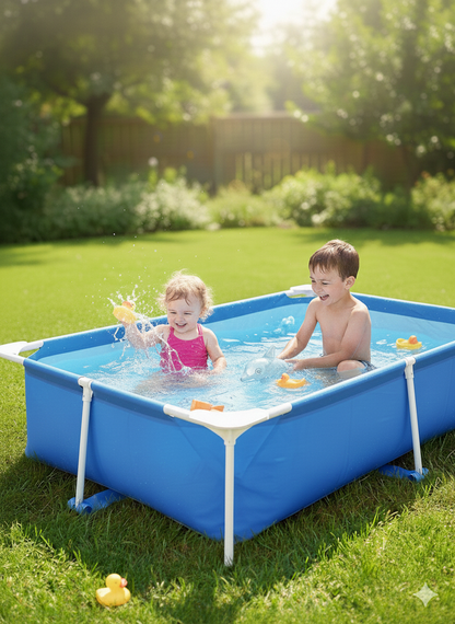Rectangular Metal Frame Pool Blue