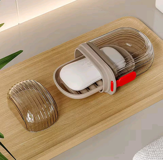 Portable travel soap holder with protective case for hygiene and convenience