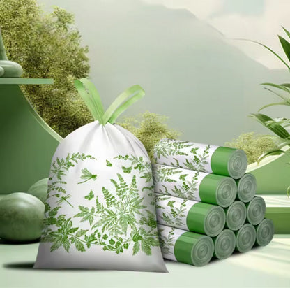 50 Pieces Extra thickened drawstring kitchen garbage bags made from PE material