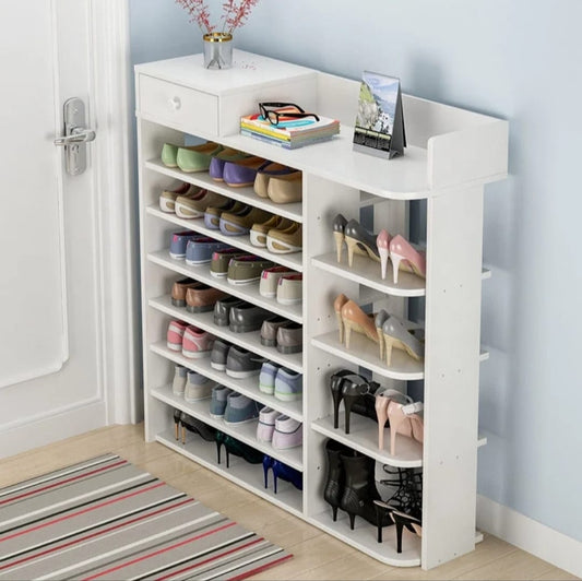Wooden shoe cabinet and organizer rack