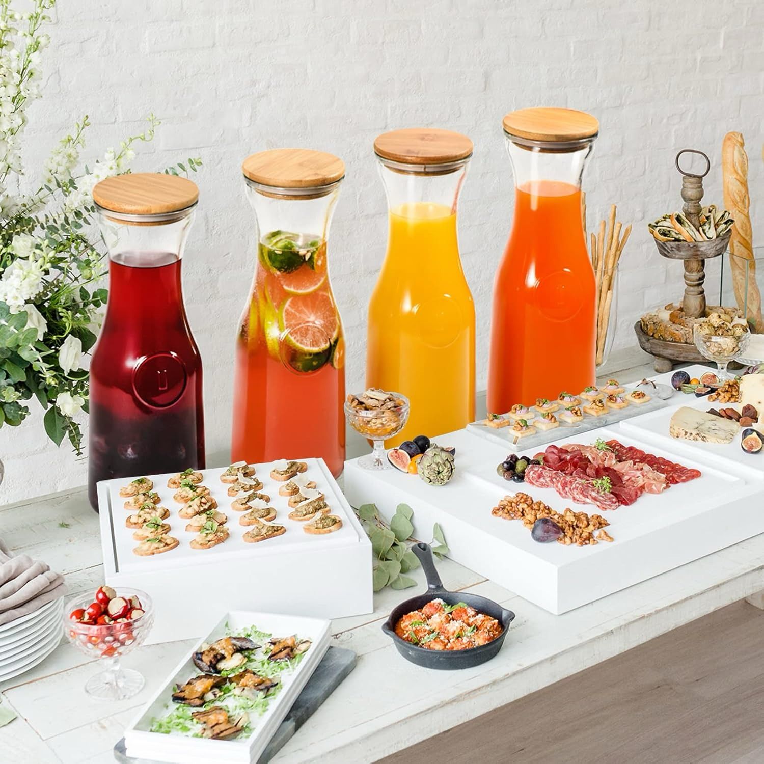 4pcs Glass Carafe Pitcher Set