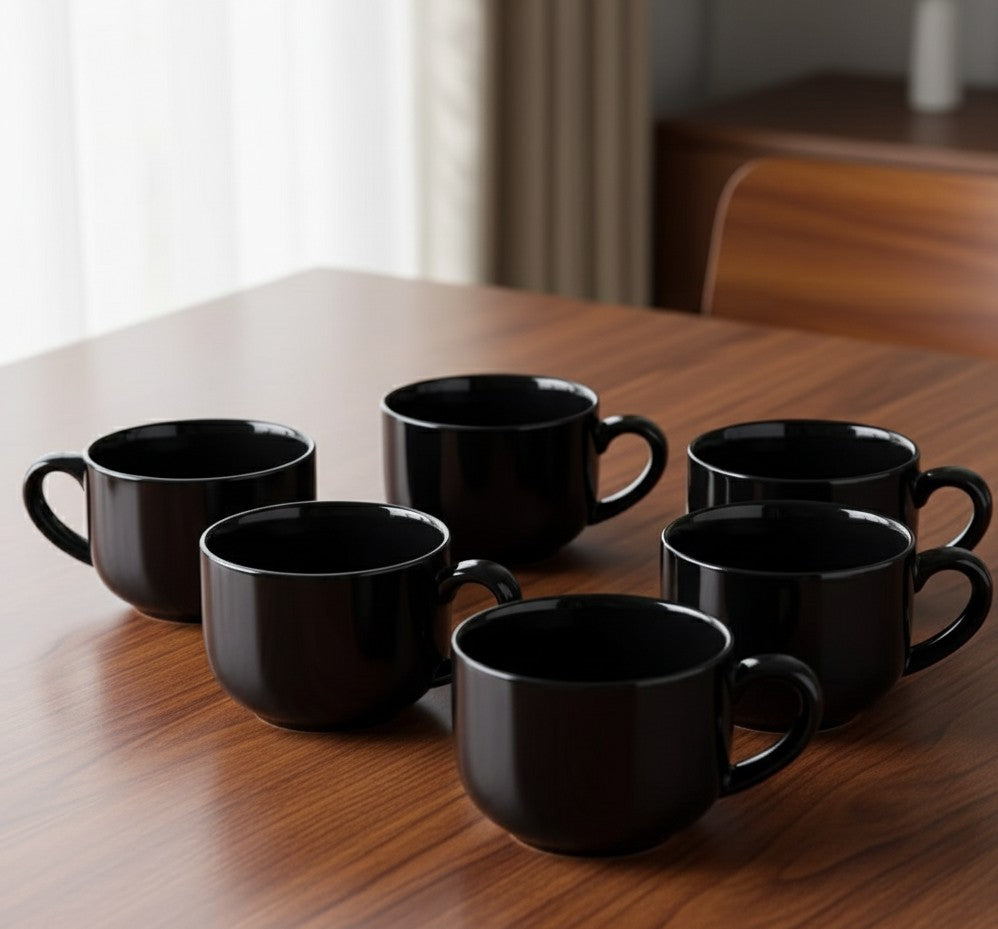 6pcs Black Ceramic Mugs Set