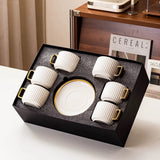 European Style Gold Edge Ceramic Coffee And Tea Cups Set