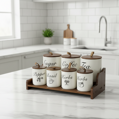 Luxury 8 Piece Ceramic Canister Set with Tray