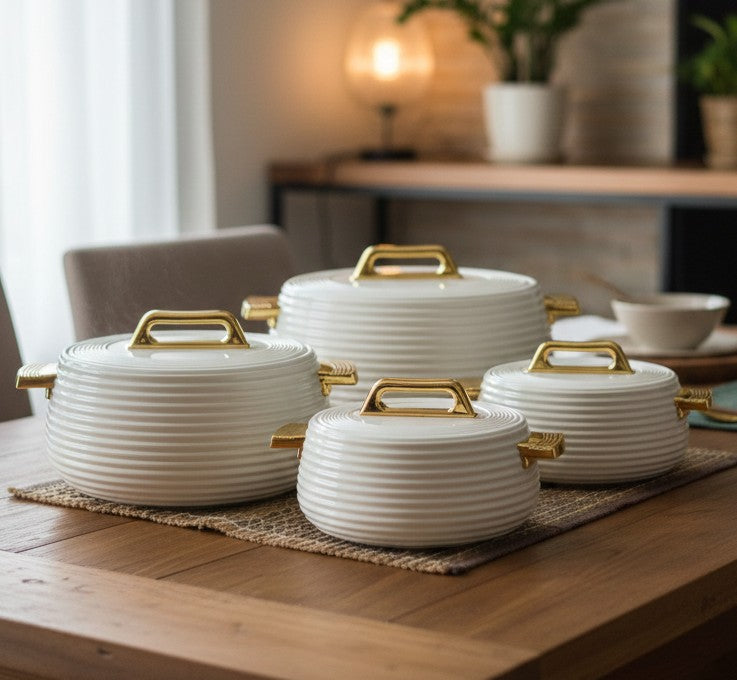 Four-piece elegant hotpot set with multiple capacities for serving hot food