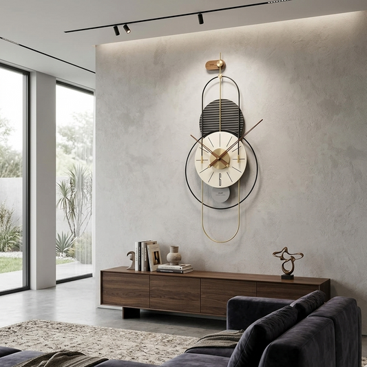 Geometric wall clock with gold accents for modern home and office décor