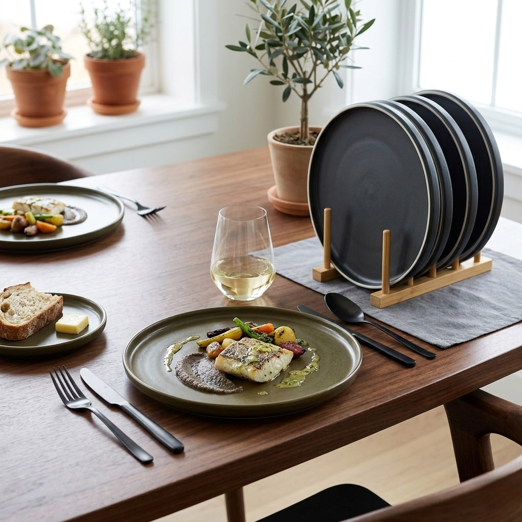 6Pcs Matte Ceramic Dinner Plates