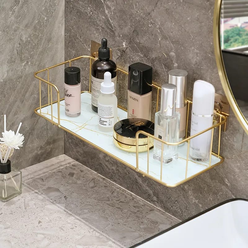 Marble Glass Bathroom Shelf