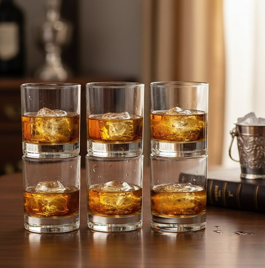 Set of 6 crystal-clear glasses, 350ml capacity each