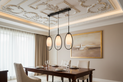 Triple Drop Pendant Light With Glass Shades-PL 1164-03-BK