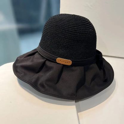 Summer Women’s Sun Protection Butterfly Knot Large Brim Face Covering Hat