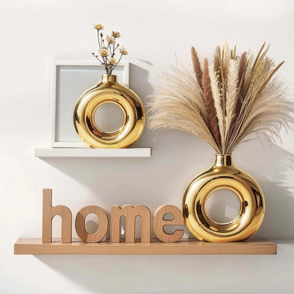 Gold Ceramic Vase Set of 2