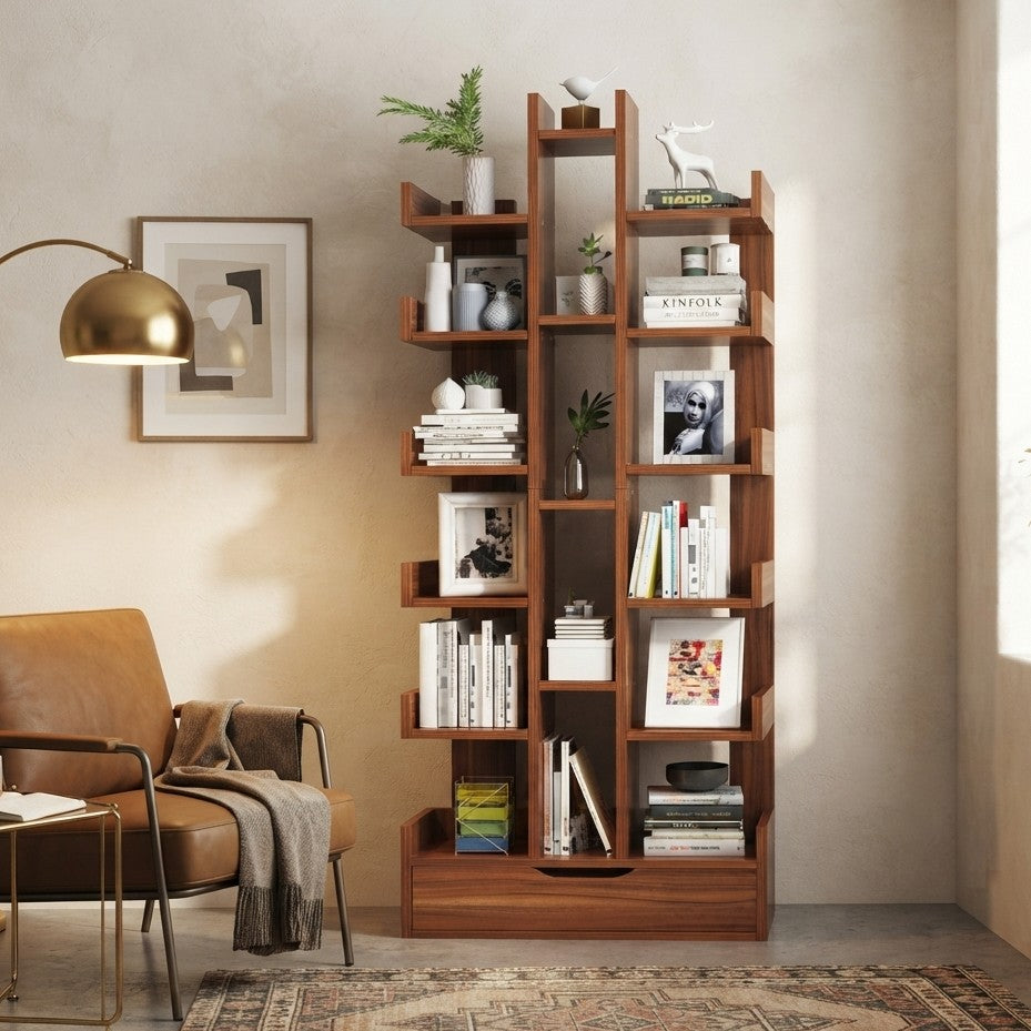 Bamboo Multipurpose Bookshelf with Lower Drawers
