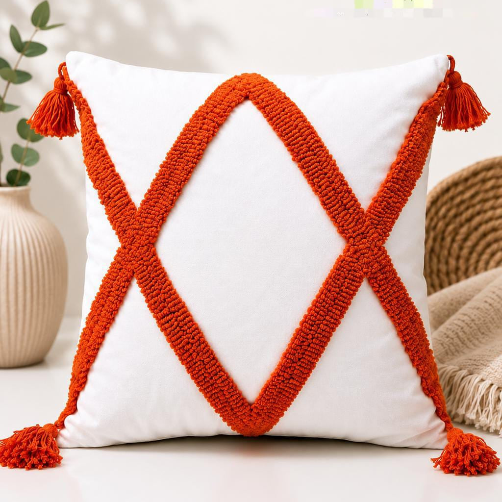 6Pcs Boho Vintage Tufted Throw Pillow Covers with Tassels
