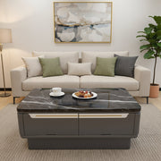 Black and white marble patterned coffee table with concealed pull out storage compartments FCT1278