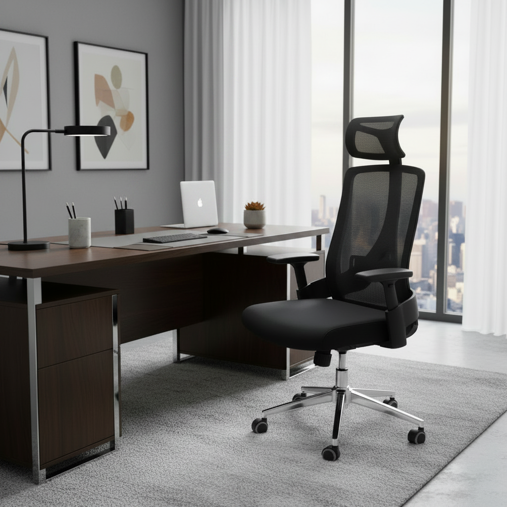 High Back Ergonomic Mesh Office Chair with Adjustable Headrest and Lumbar Support