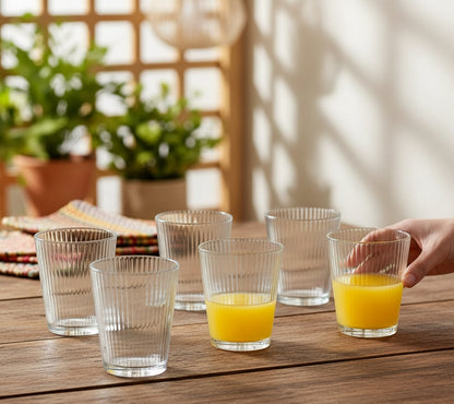 Ribbed glass cup 300ml
