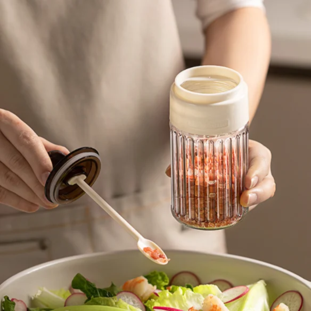 Striped Seasoning Glass Jars