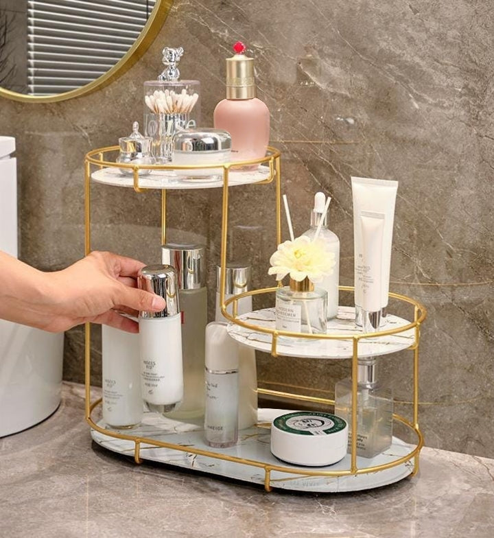 3-Layer white cosmetic storage rack for organizing beauty products