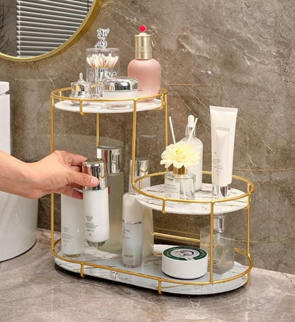 3-Layer white cosmetic storage rack for organizing beauty products