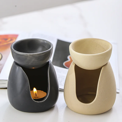 Ceramic essential oil burner with removable bowl, compact aromatherapy diffuser for wax melts and tealight candles