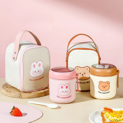 2-in-1 Food Flask Thermos with Matching Insulated Lunch Bag