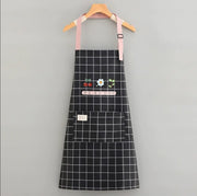 2Pcs Checked Floral Kitchen Apron With Hand Wipe Towel