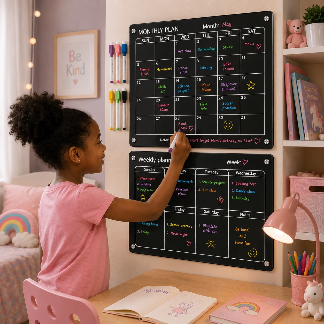 2Pc Magnetic Weekly and Monthly Fridge Planner Set
