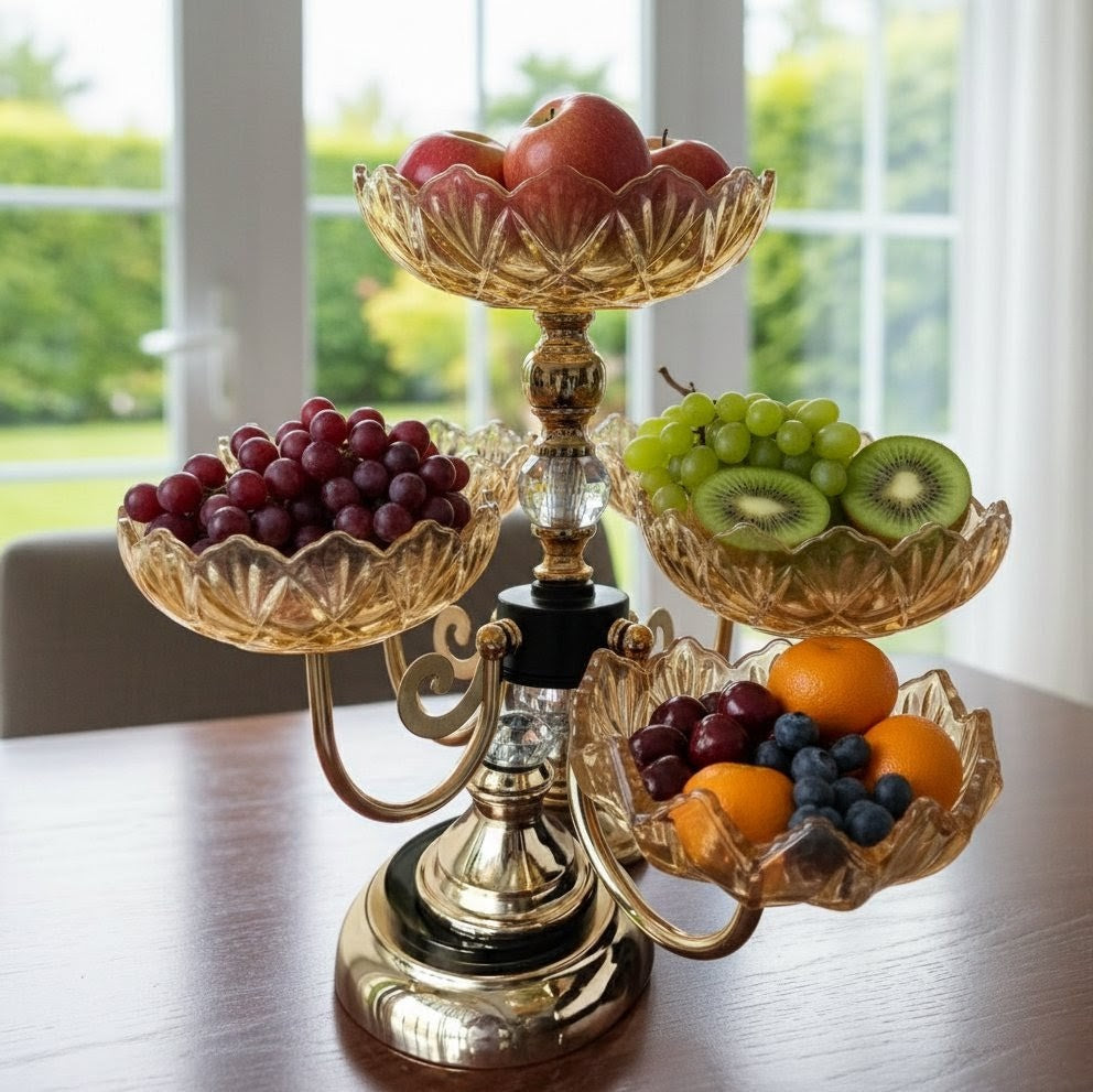 Heavy Glass 5-Arm Fruit Bowl