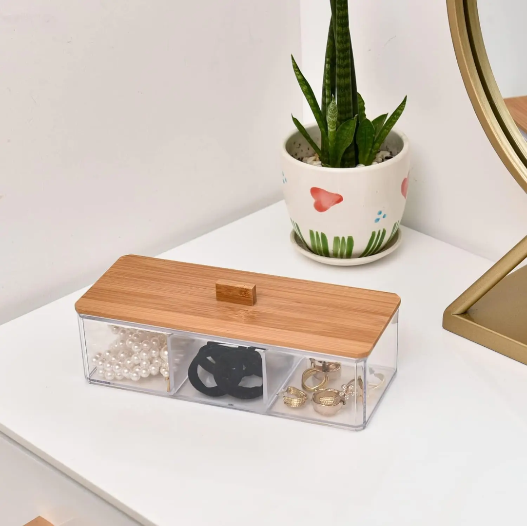 3-Compartment Acrylic Makeup Organizer