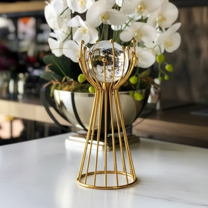Crystal Ball Ornament with Gold Twisted Stand