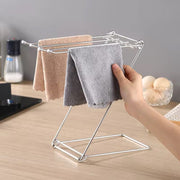 Stainless steel dish cloth towel rack wall mounted, kitchen organizer for hanging towels and cloths. 🧼✨