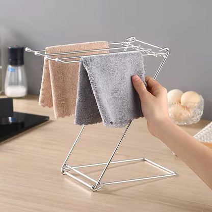 Stainless steel dish cloth towel rack wall mounted, kitchen organizer for hanging towels and cloths. 🧼✨