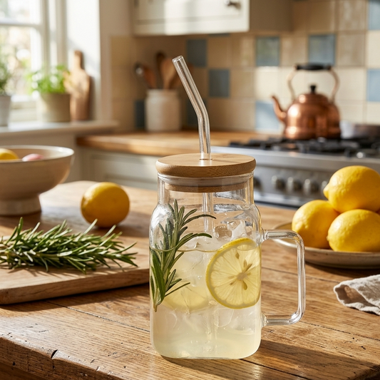 550ml Juice cup with handle and straw for drinking cold beverages like juice, smoothies, and iced coffee