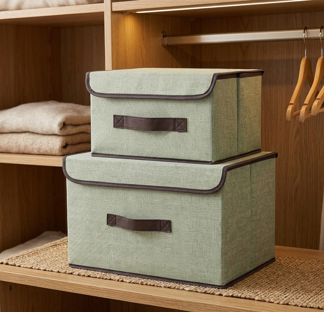 2 Piece Foldable Storage Box Home Organizer Set