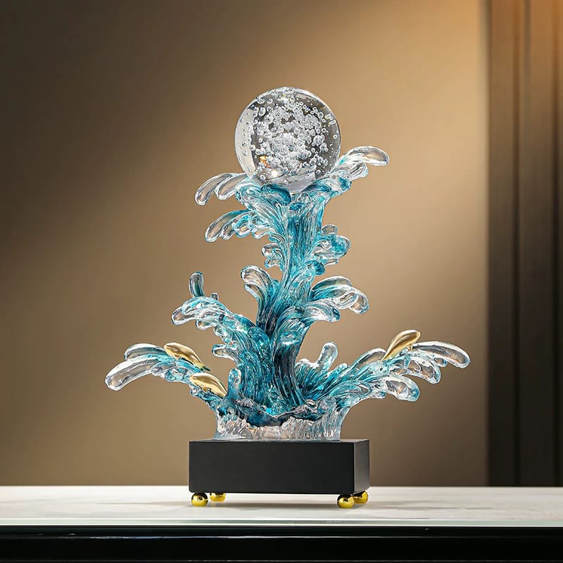Modern Resin Ocean Wave Sculpture