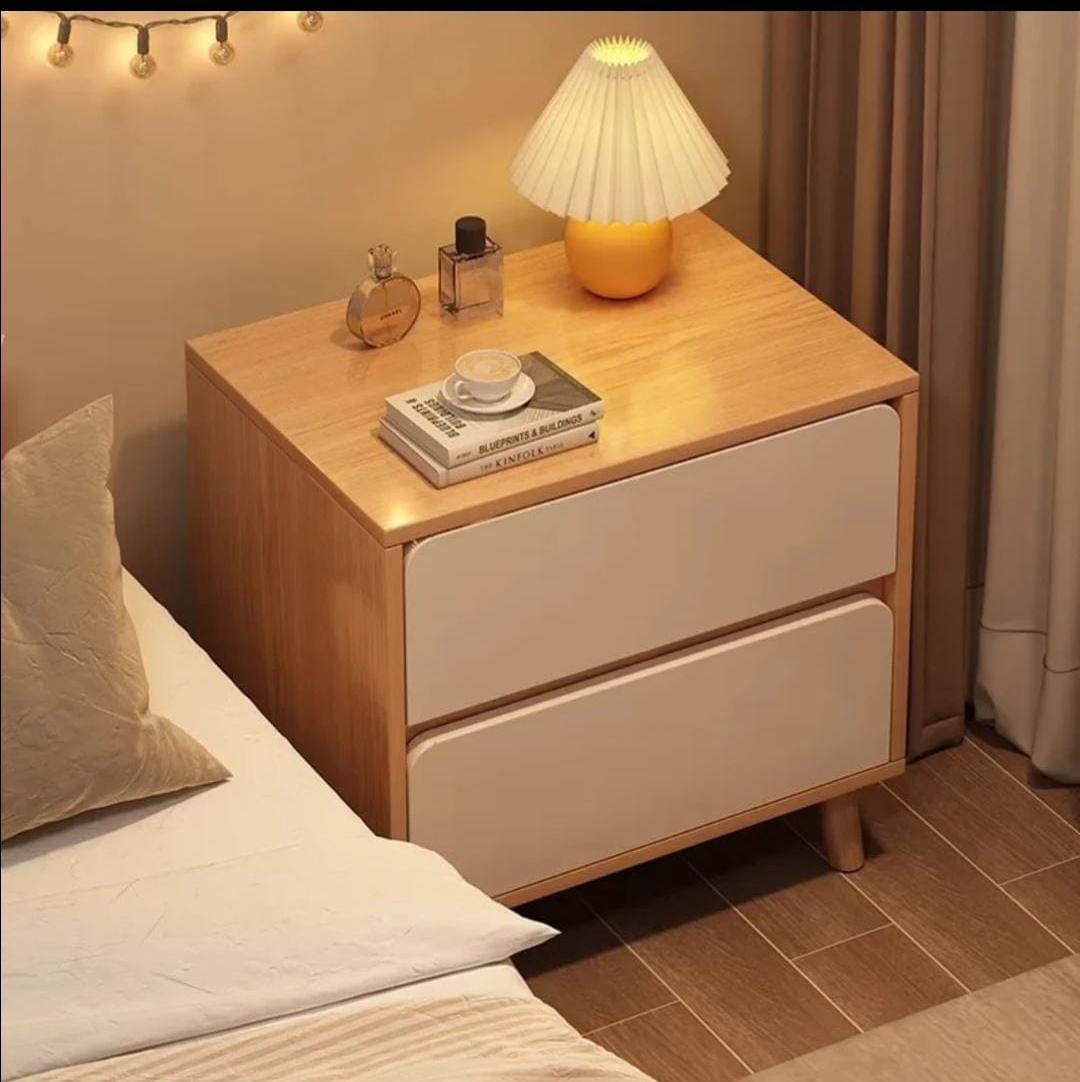 Modern wooden bedside cabinet 46 by 40 by 34 cm, compact nightstand for bedroom storage and décor.